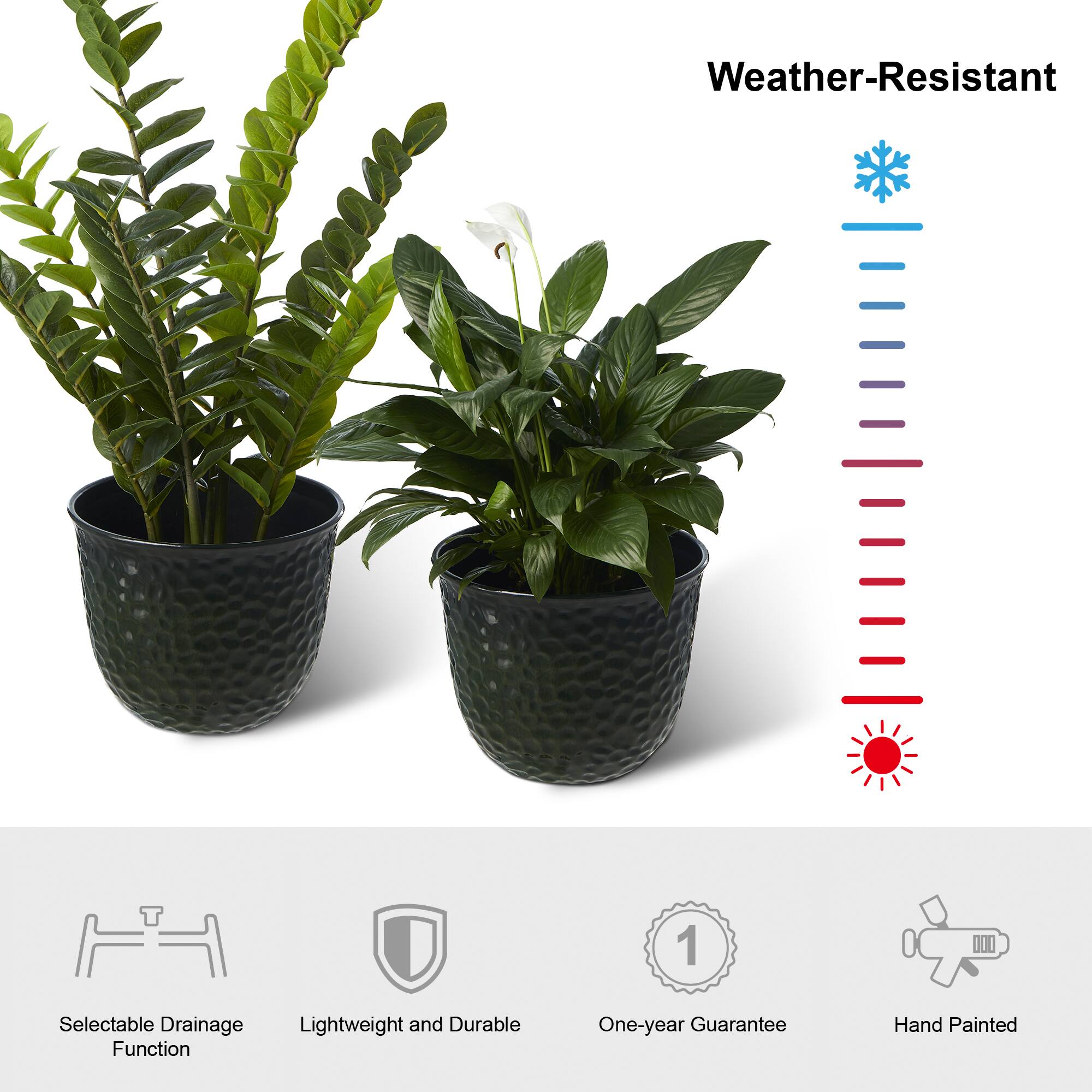 Glitzhome® 15.25" Honeycomb Textured Green Faux Ceramic Plastic Planters, 2ct.